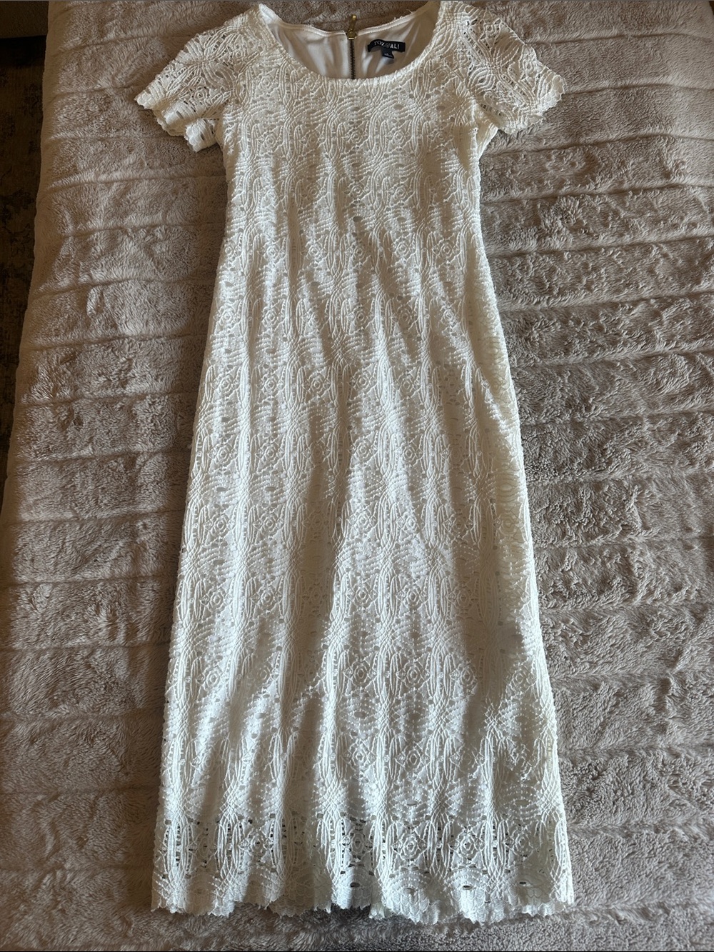Roz & Ali Cream Lace Short Sleeve Maxi Dress
